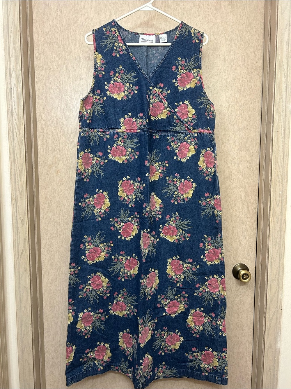 Westbound - Vintage Denim Floral Maxi Dress - Size L